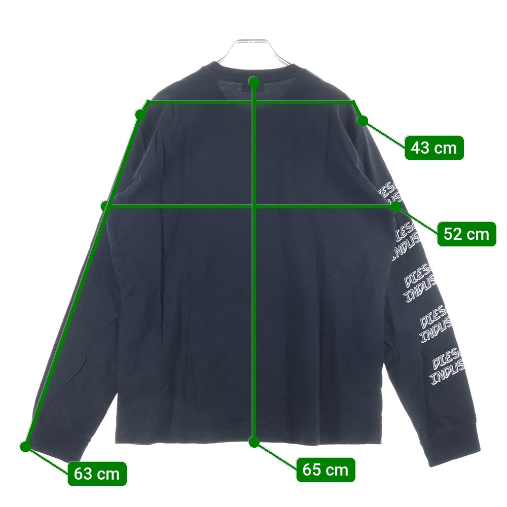 DIESEL(ディーゼル) フロントサイドロゴプリント 長袖Tシャツ コットン ブラック