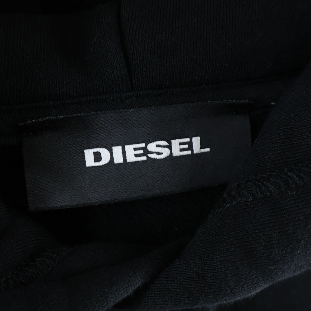 DIESEL(ディーゼル) フロントロゴ刺繍 スウェット プルオーバーパーカー コットン ブラック