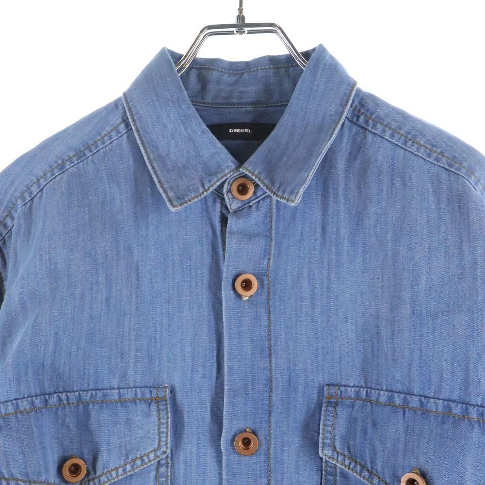 DIESEL(ディーゼル) デニム 長袖シャツ コットン リネン ライトブルー
