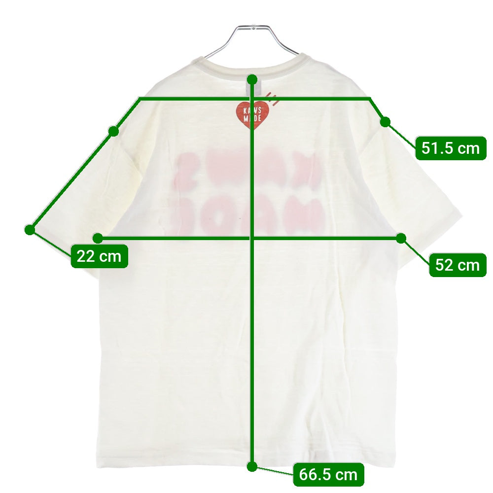 HUMAN MADE(ヒューマンメイド) ×KAWS ×カウズ フロントプリント半袖Tシャツ 半袖カットソー ホワイト