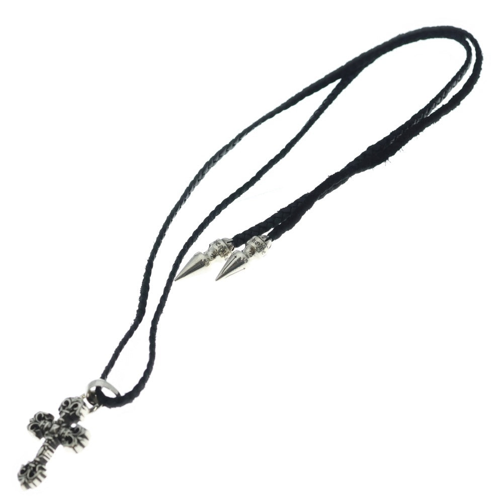 CHROME HEARTS(クロムハーツ) FILIG CROSS-XS w/SPIKE LEATHER BRAID