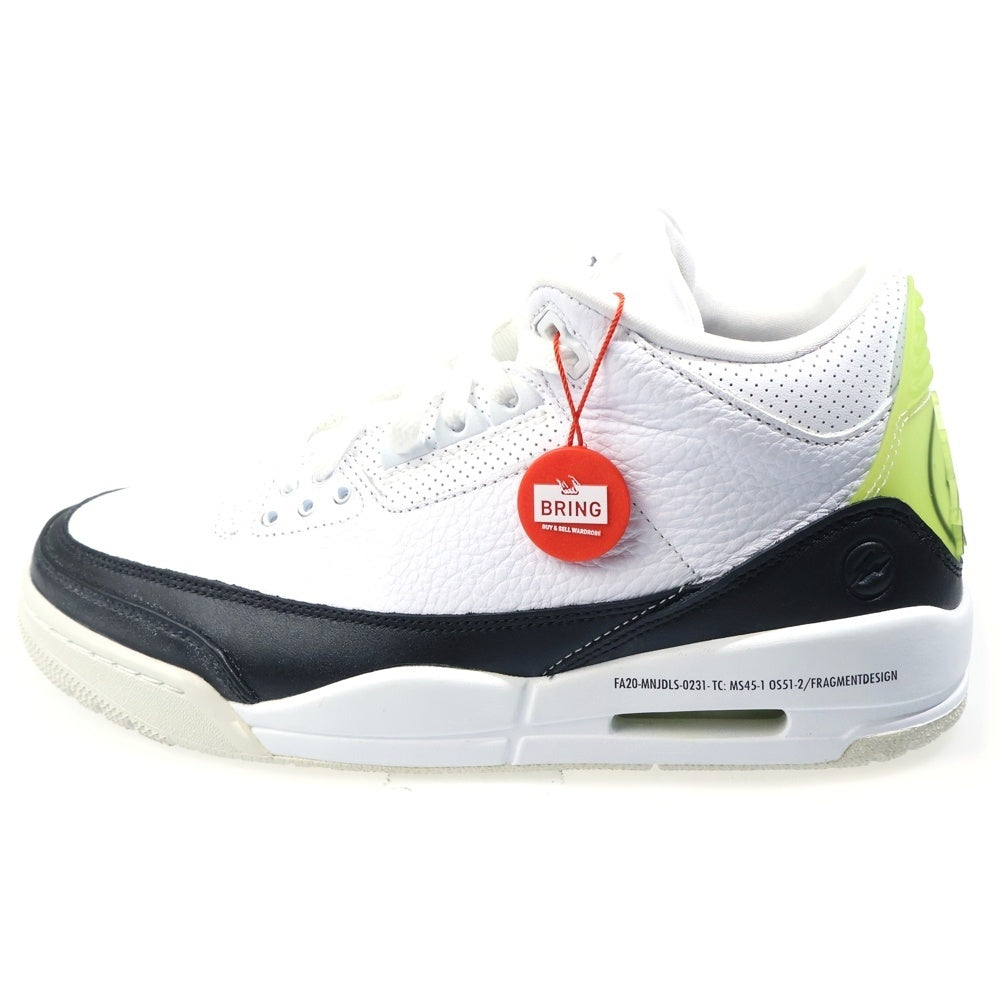 NIKE(ナイキ) ×FRAGMENT DESIGN AIR JORDAN3 RETRO SP DA3595-100 フラグメントデザイン エアジョーダン3 ミッドカットスニーカー US9.5/27.5cm ホワイト/ブラック
