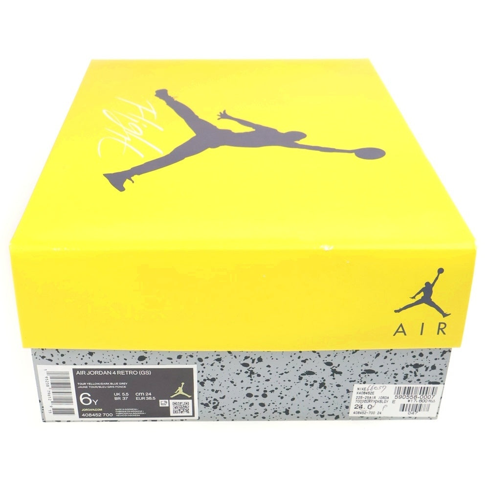 NIKE(ナイキ) GS AIR JORDAN 4 TOUR YELLOW 408452-700 エアジョーダン4 ツアーイエロー ハイカットスニーカー US6Y/24.0cm イエロー レディース