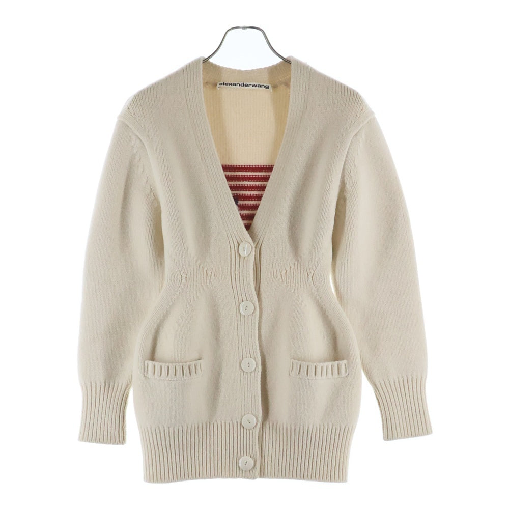 ALEXANDER WANG(アレキサンダーワン) アメリカンフラッグエンブロイダリーニットカーディガン ホワイト レディース