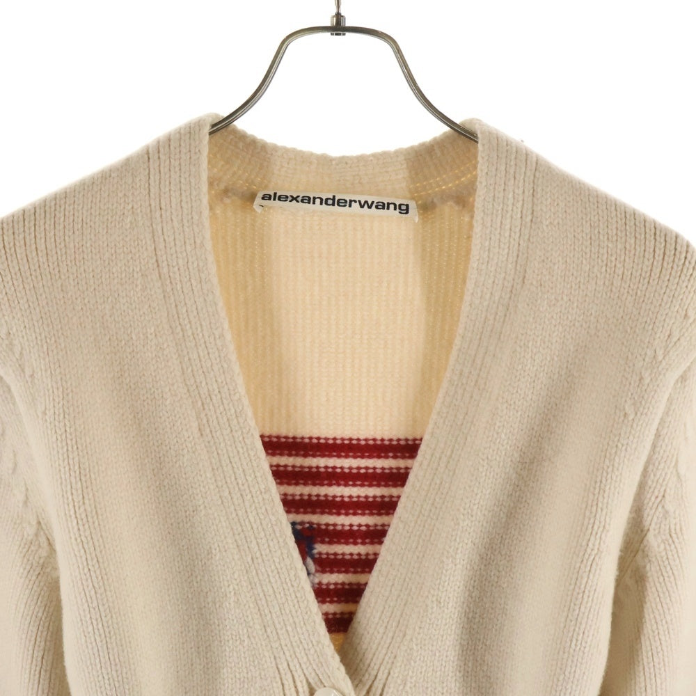 ALEXANDER WANG(アレキサンダーワン) アメリカンフラッグエンブロイダリーニットカーディガン ホワイト レディース