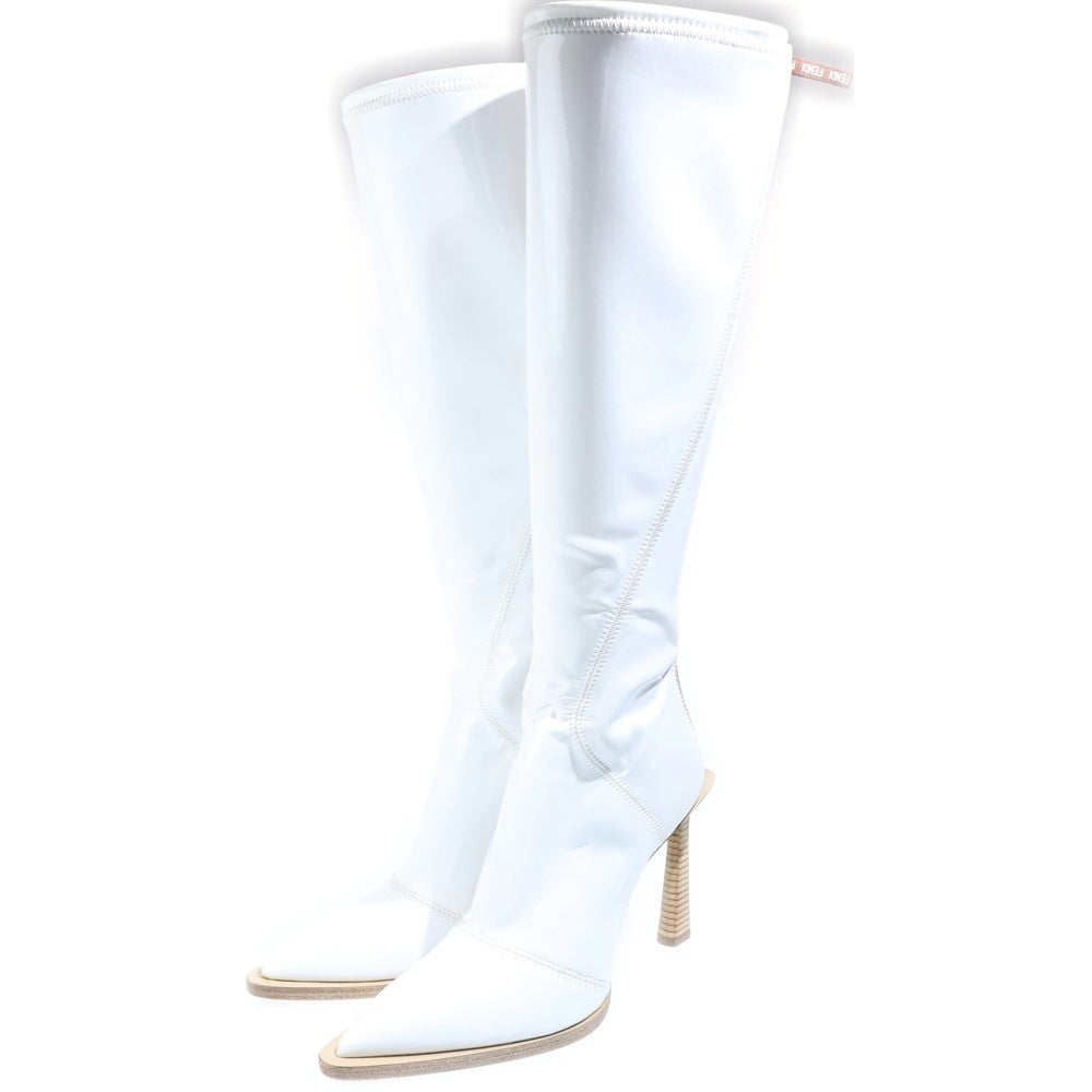 FENDI(フェンディ) パテントヒールロングブーツ ホワイト レディース