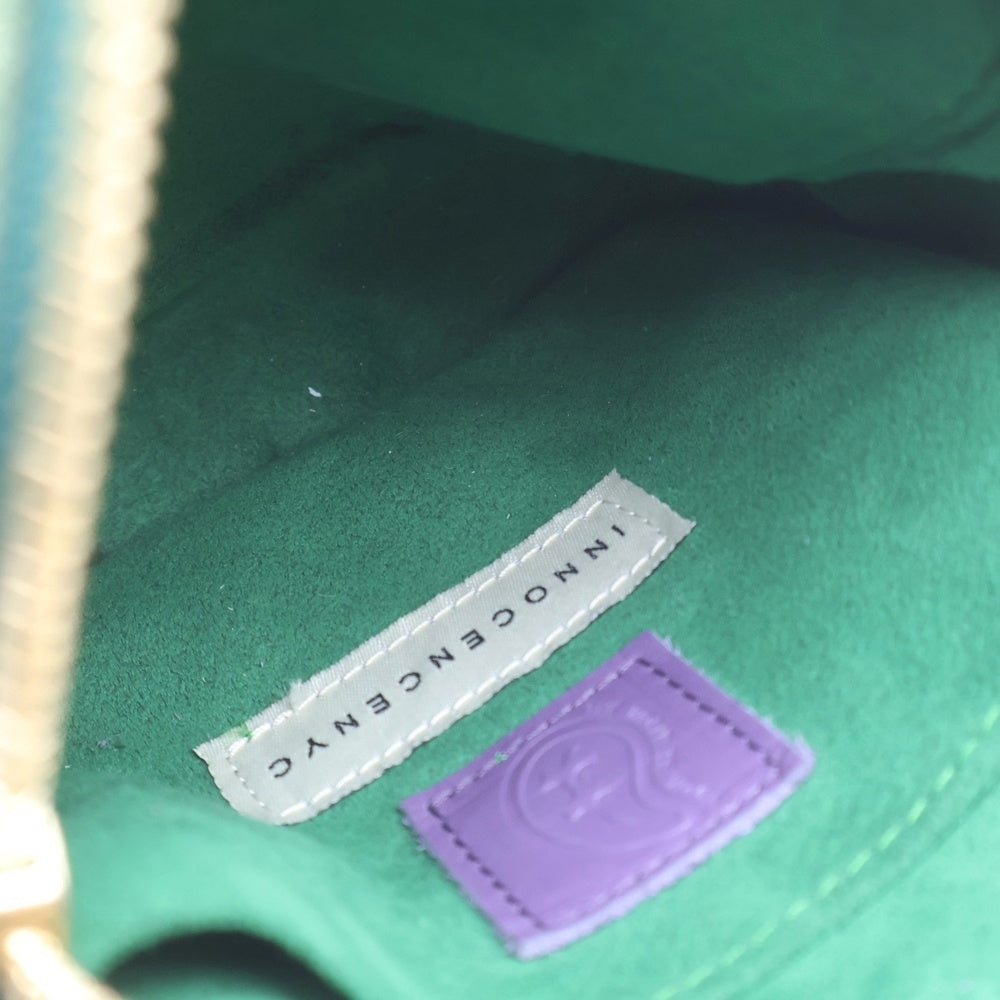 Innocence NYC(イノセンス) ×THE WORLD IS YOURS キルティング デニム生地 レザーベルト ショルダーバック インディゴ レディース