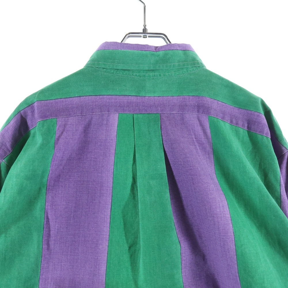 RALPH LAUREN(ラルフローレン) ロゴ刺繍ストライプ 長袖シャツ パープル/グリーン