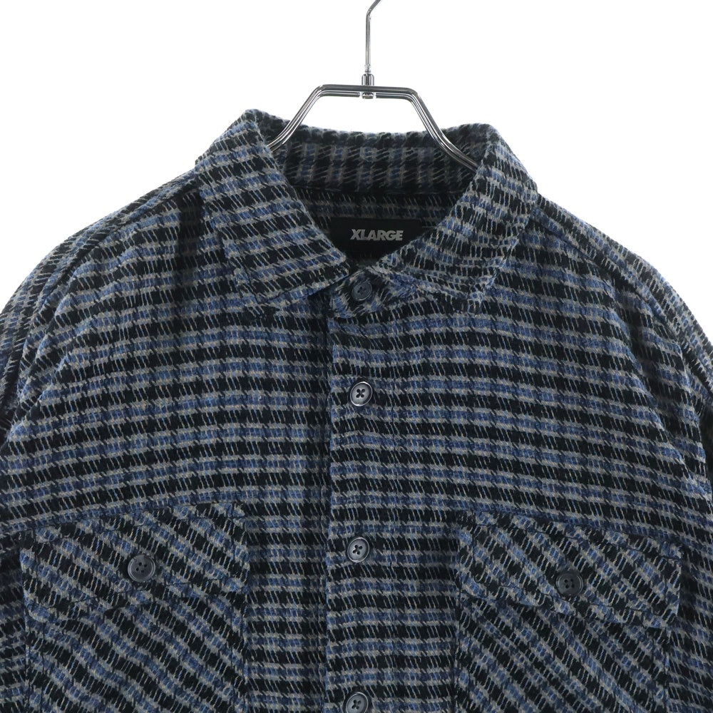 X-LARGE(エクストララージ) プレイド ロングスリーブシャツ チェック 長袖シャツ ポリエステル 101244014002 総柄
