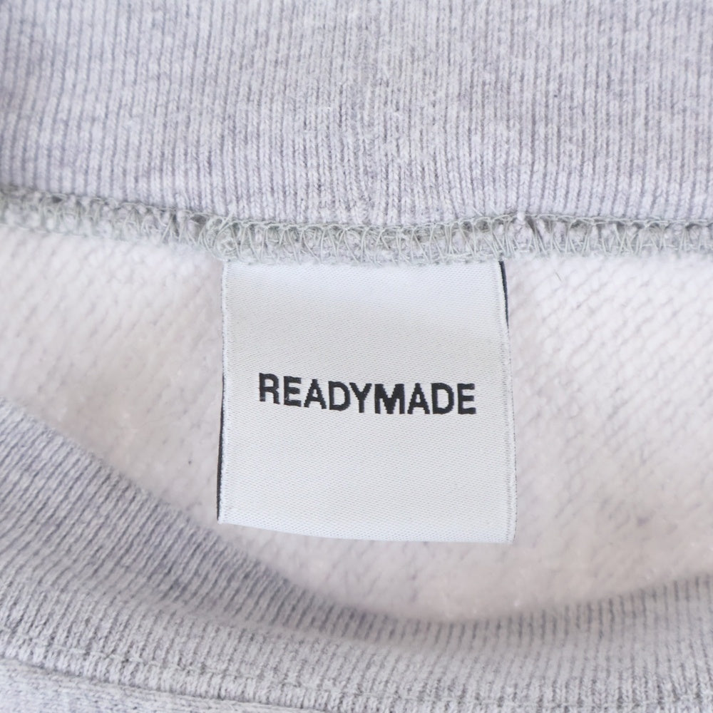 READY MADE(レディメイド) M-NECK SWT SMILE RE-CO-GY-00-00-246 モックネック スマイル刺繍クルーネックスウェットトレーナー グレー