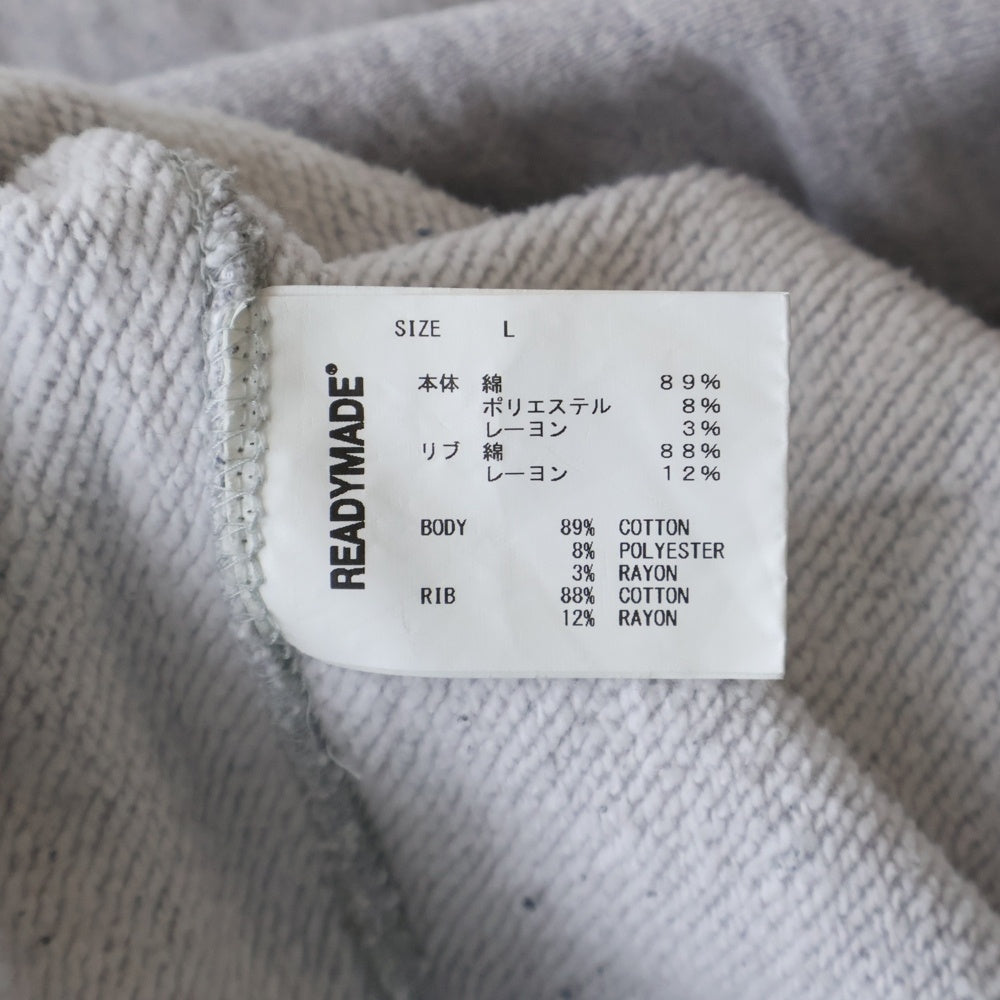 READY MADE(レディメイド) M-NECK SWT SMILE RE-CO-GY-00-00-246 モックネック スマイル刺繍クルーネックスウェットトレーナー グレー