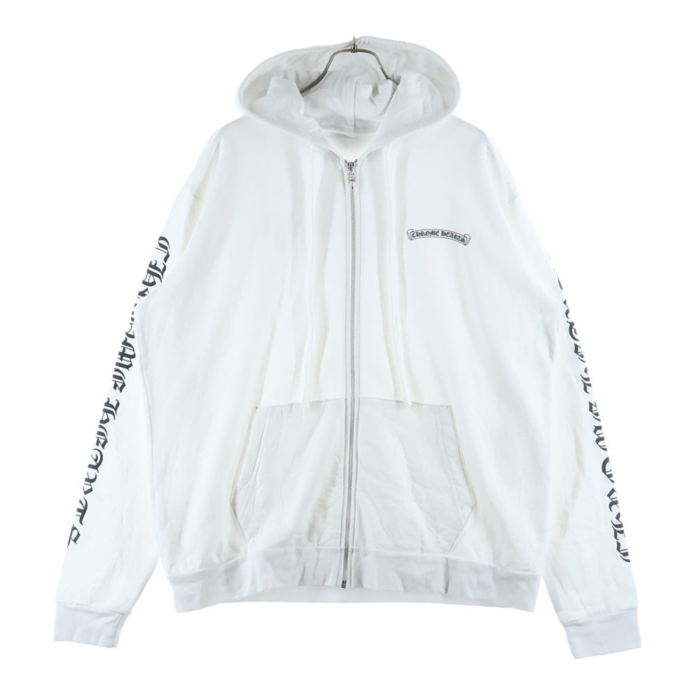 CHROME HEARTS(クロムハーツ) SWTSHRT HD ZIP バックスクロールラベルプリント ジップアップパーカーフーディー ホワイト