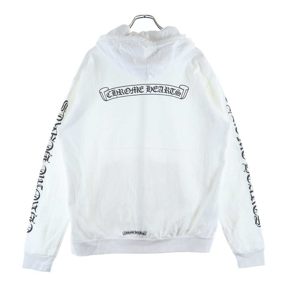 CHROME HEARTS(クロムハーツ) SWTSHRT HD ZIP バックスクロールラベルプリント ジップアップパーカーフーディー ホワイト