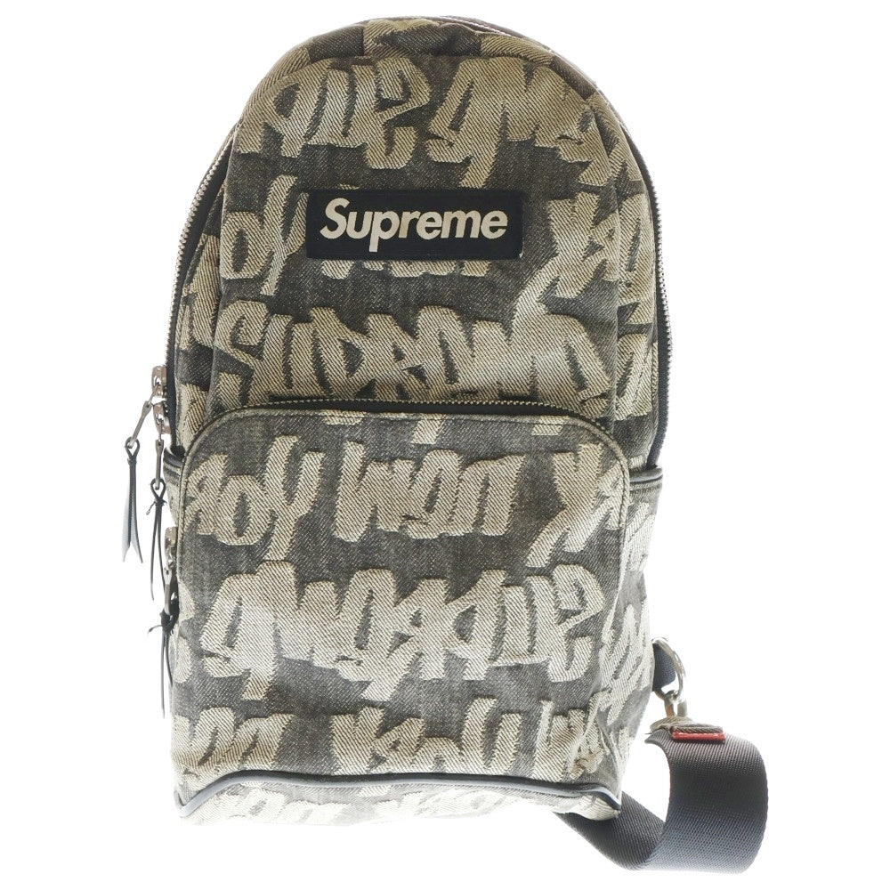 SUPREME(シュプリーム) 22SS Fat Tip Jacquard Denim Sling Bag ジャガードデニムスリングショルダーバッグ ブラック