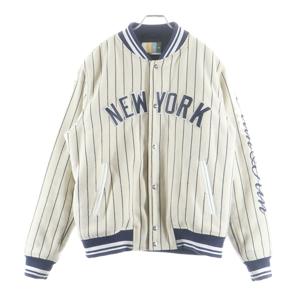 KITH(キス) ×MLB for New York Yankees Wool Bomber Jacket MLB ニューヨークヤンキース ウールボンバージャケット スタジアムジャケット クリーム