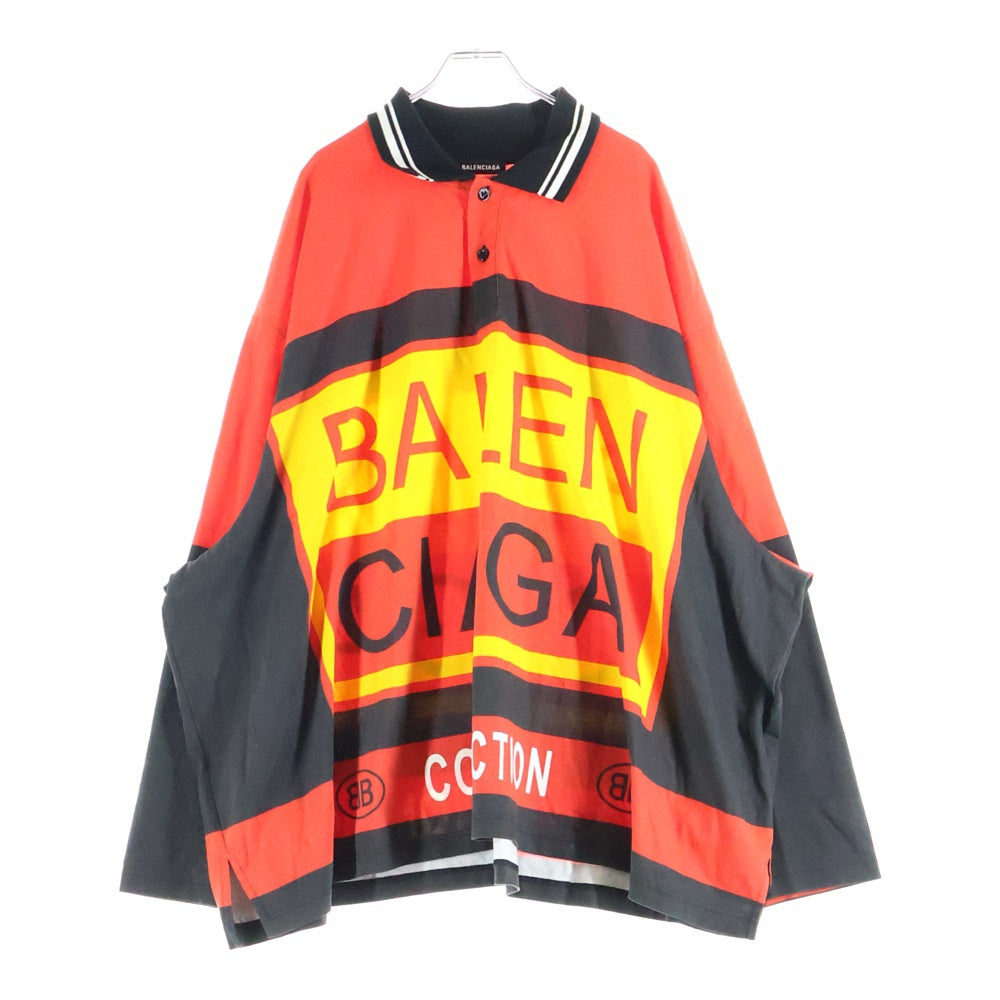 BALENCIAGA(バレンシアガ) 18AW ビックロゴオーバーサイズ長袖ポロシャツ 508172 TYK80 マルチ