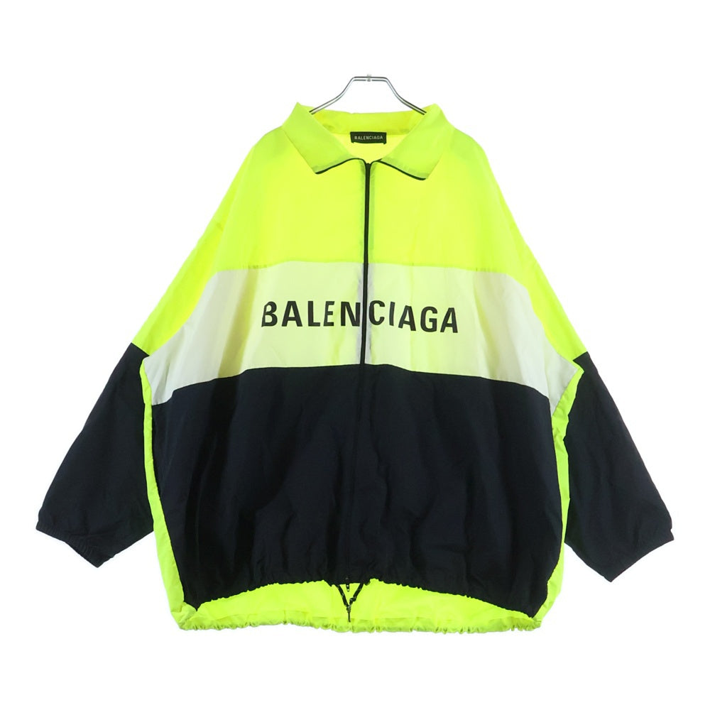 BALENCIAGA(バレンシアガ) 18AW Poplin Shirt 508903 TXD12 ロゴプリントポプリンナイロントラックジャケット イエロー/ブラック
