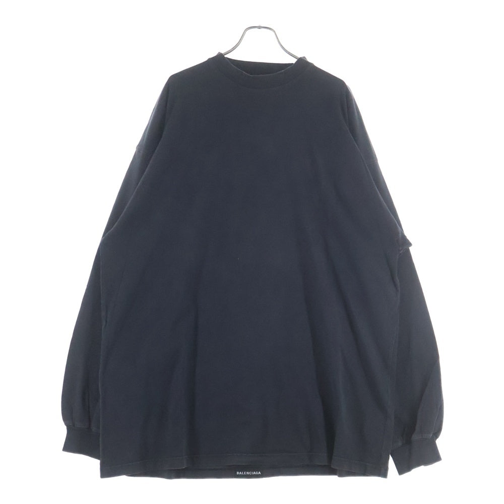 BALENCIAGA(バレンシアガ) 21SS Back Label Oversized Long Sleeve Tee 693949 TMVC1 バックラベル オーバーサイズ長袖Tシャツ ブラック