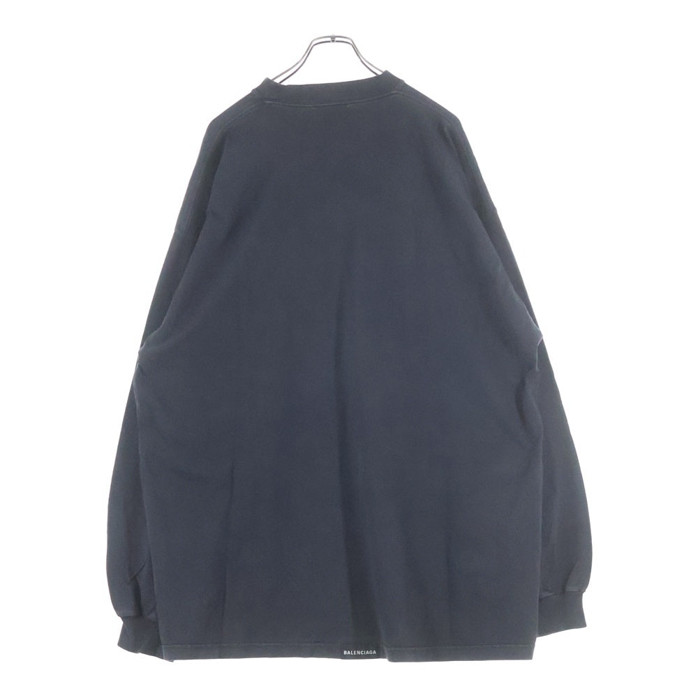 BALENCIAGA(バレンシアガ) 21SS Back Label Oversized Long Sleeve Tee 693949 TMVC1 バックラベル オーバーサイズ長袖Tシャツ ブラック