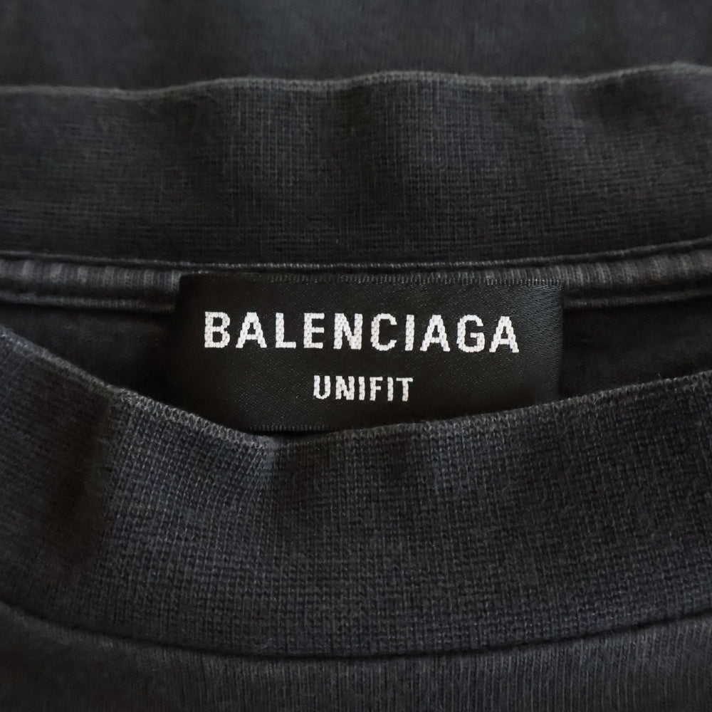 BALENCIAGA(バレンシアガ) 21SS Back Label Oversized Long Sleeve Tee 693949 TMVC1 バックラベル オーバーサイズ長袖Tシャツ ブラック