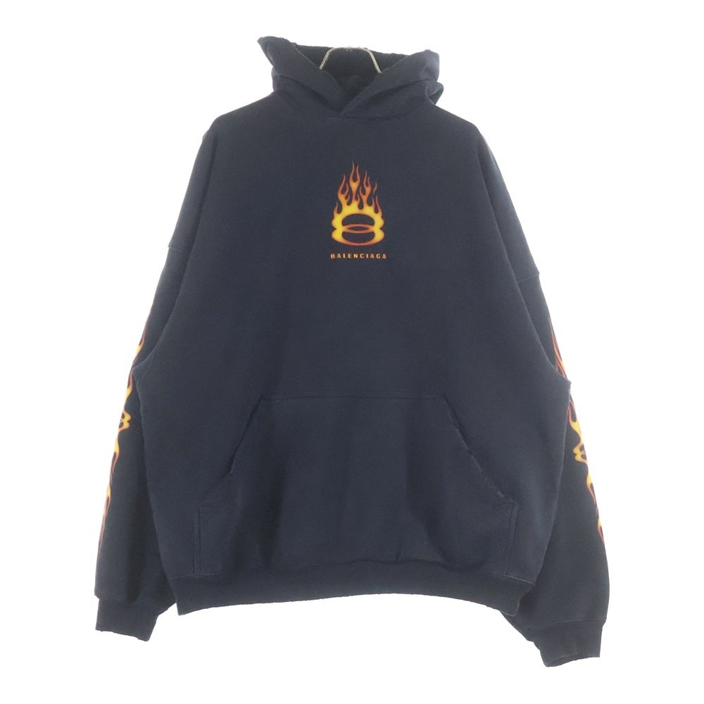 BALENCIAGA(バレンシアガ) 24AW Burning Uniyt Hoodie 739024 TQVW9 バーニング プリントフーディ スウェットパーカー ブラック