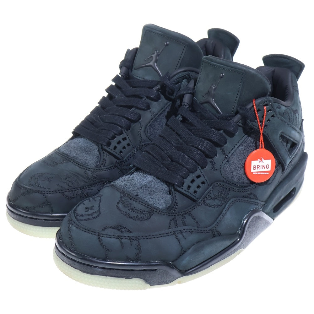 NIKE(ナイキ) ×KAWAS AIR JORDAN 4 RETRO BLACK 930155-001 カウズ エアジョーダン4 レトロ ハイカットスニーカー ブラック US11/28.5cm
