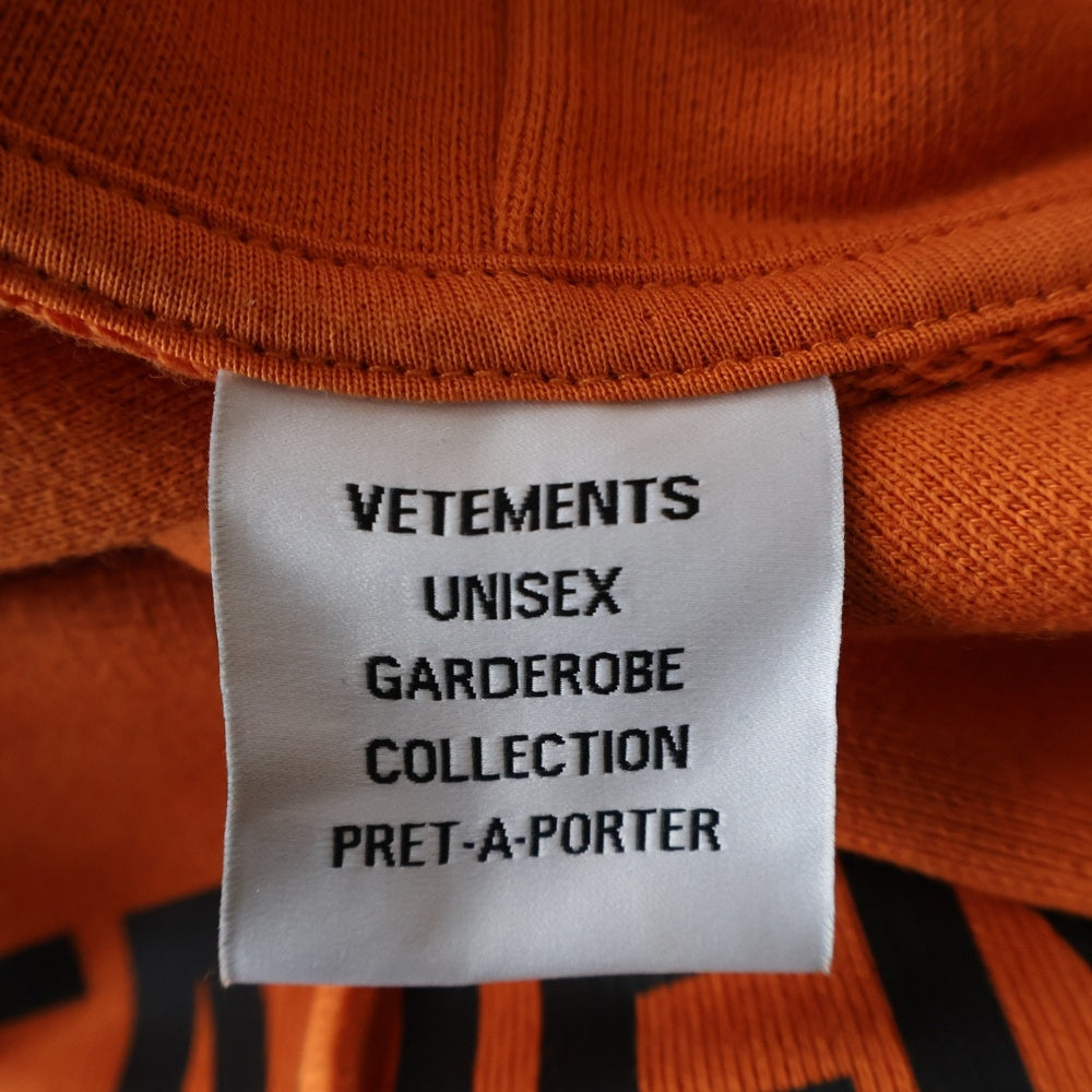 VETEMENTS(ヴェトモン) 22SS Limited Edition contrast print hoodie リミテッド エディション スウェットプルオーバーパーカー コットン UE52TR410X オレンジ/ブラック