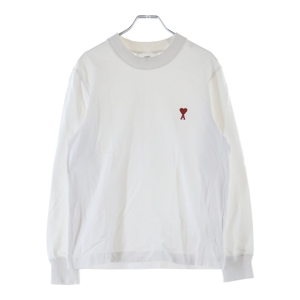 ami paris(アミパリス) フロントロゴ刺繍 長袖Tシャツ コットン E22UTS200.701 ホワイト