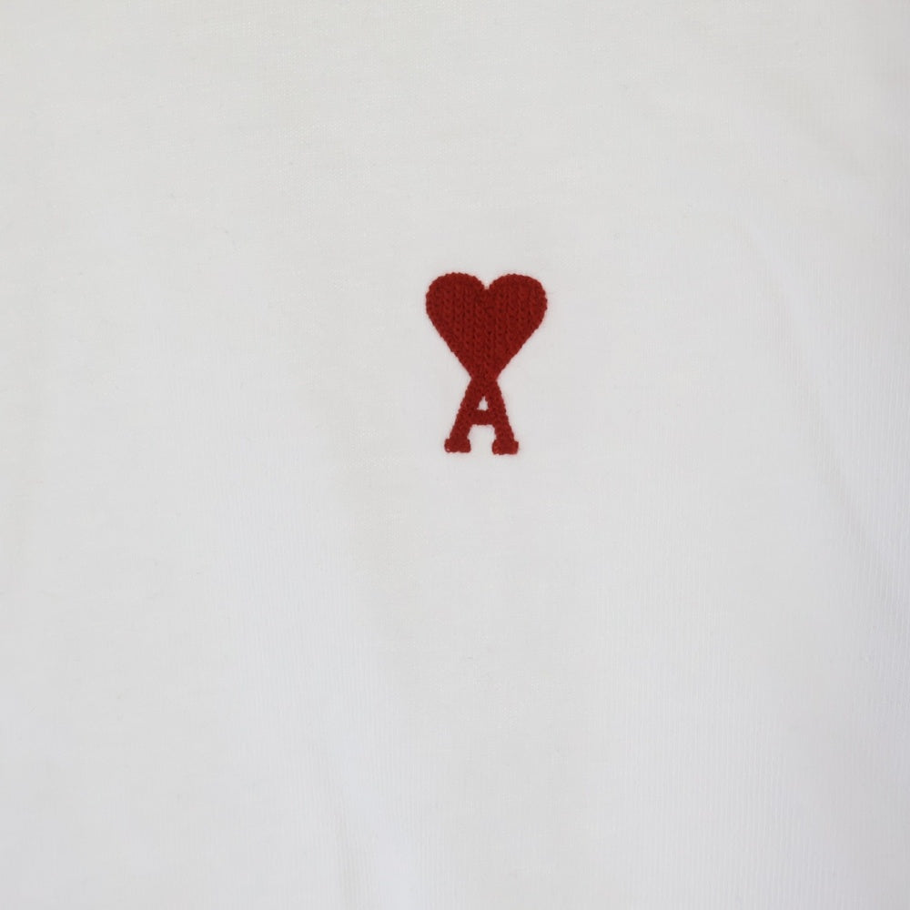 ami paris(アミパリス) フロントロゴ刺繍 長袖Tシャツ コットン E22UTS200.701 ホワイト
