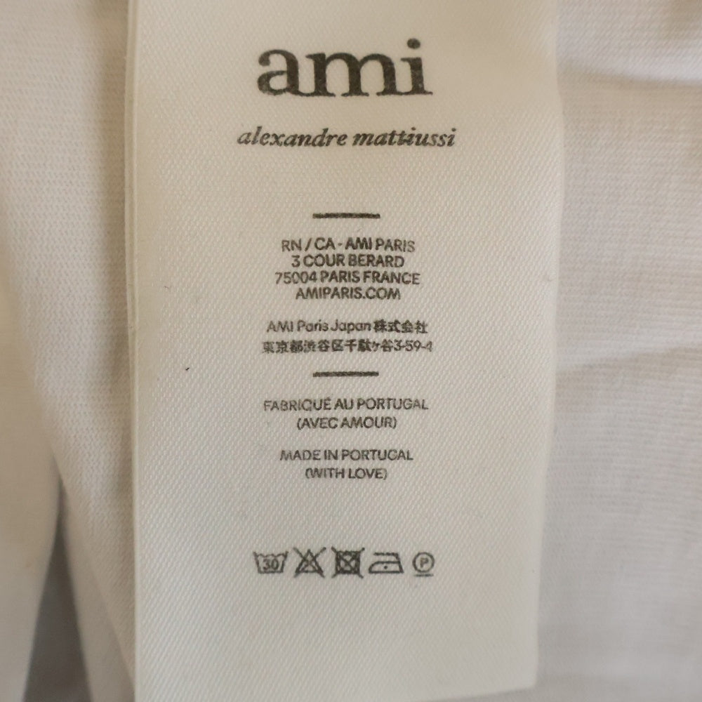 ami paris(アミパリス) フロントロゴ刺繍 長袖Tシャツ コットン E22UTS200.701 ホワイト