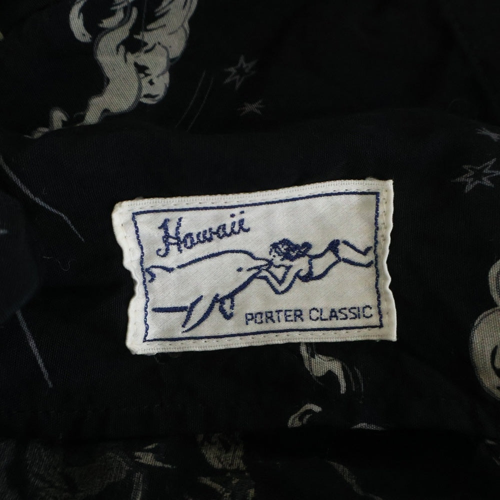 Porter Classic(ポータークラシック) 落ちこぼれスパイ 半袖 レーヨンアロハシャツ ブラック