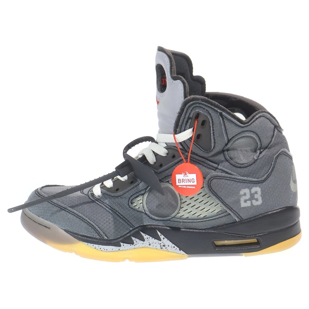NIKE(ナイキ) ×OFF-WHITE AIR JORDAN 5 RETRO SP CT8480-001 オフホワイト エアジョーダン5レトロ ハイカットスニーカー US9/27.0cm ブラック