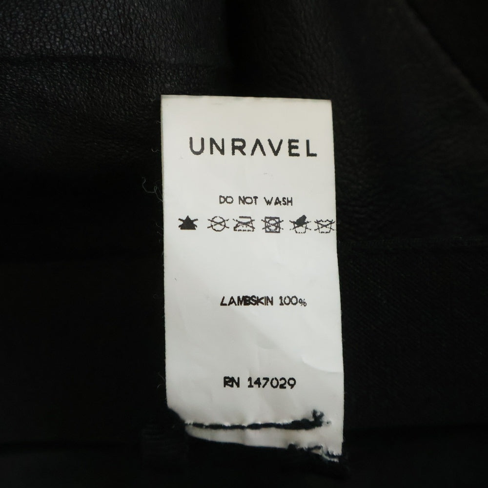 UNRAVEL PROJECT(アンレーベルプロジェクト) ジップアップ ラムレザーショートパンツ ブラック レディース