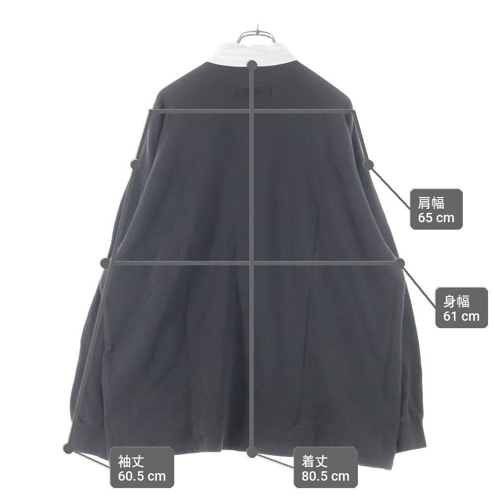 FEAR OF GOD ESSENTIALS(フィアオブゴッド エッセンシャルズ) FRONT ROGO フロントロゴプリント ロングスリーブポロシャツ ブラック