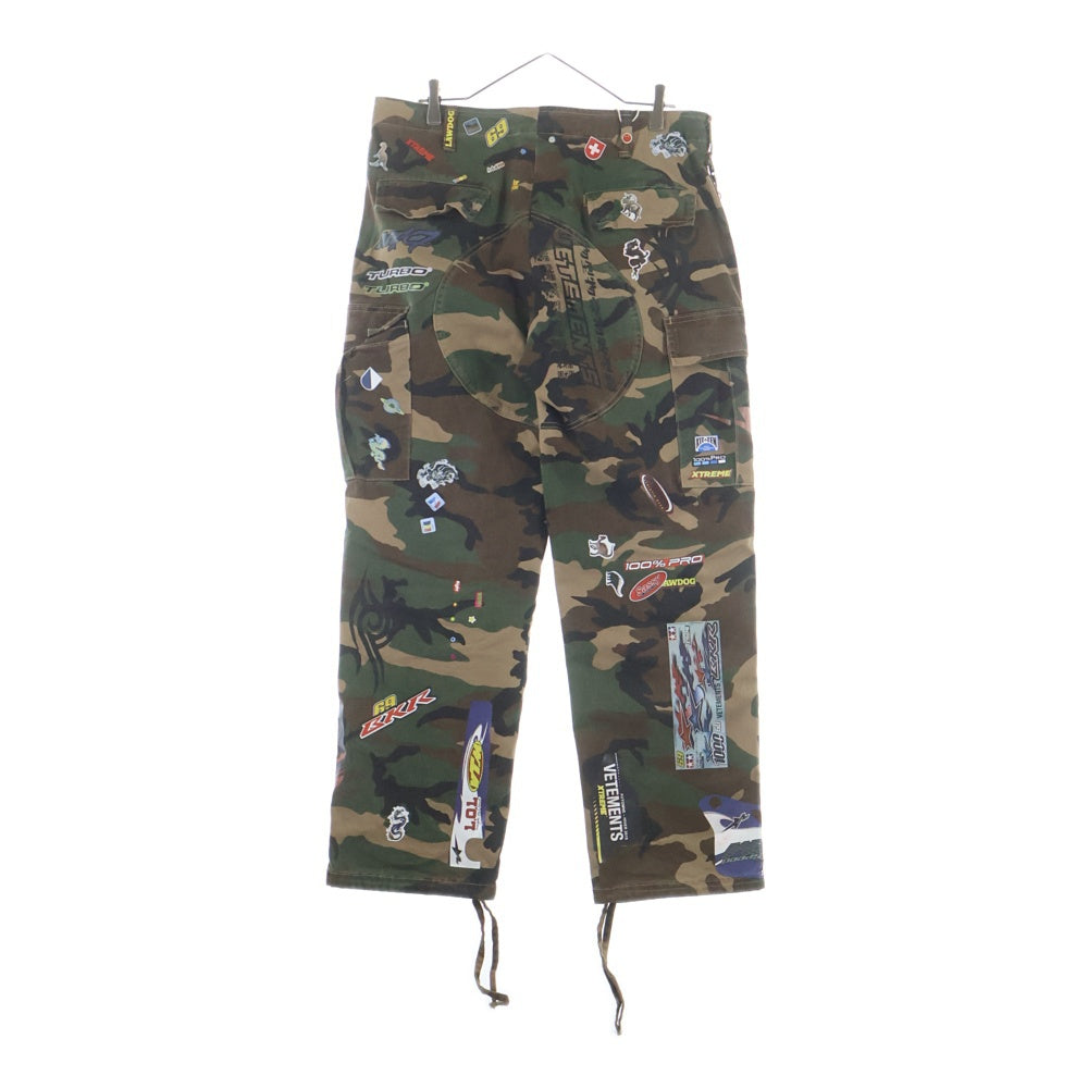 VETEMENTS(ヴェトモン) 18AW Sticker Cargo Pants MAH19PA205 ステッカーカモフラカーゴパンツ グリーンカモ