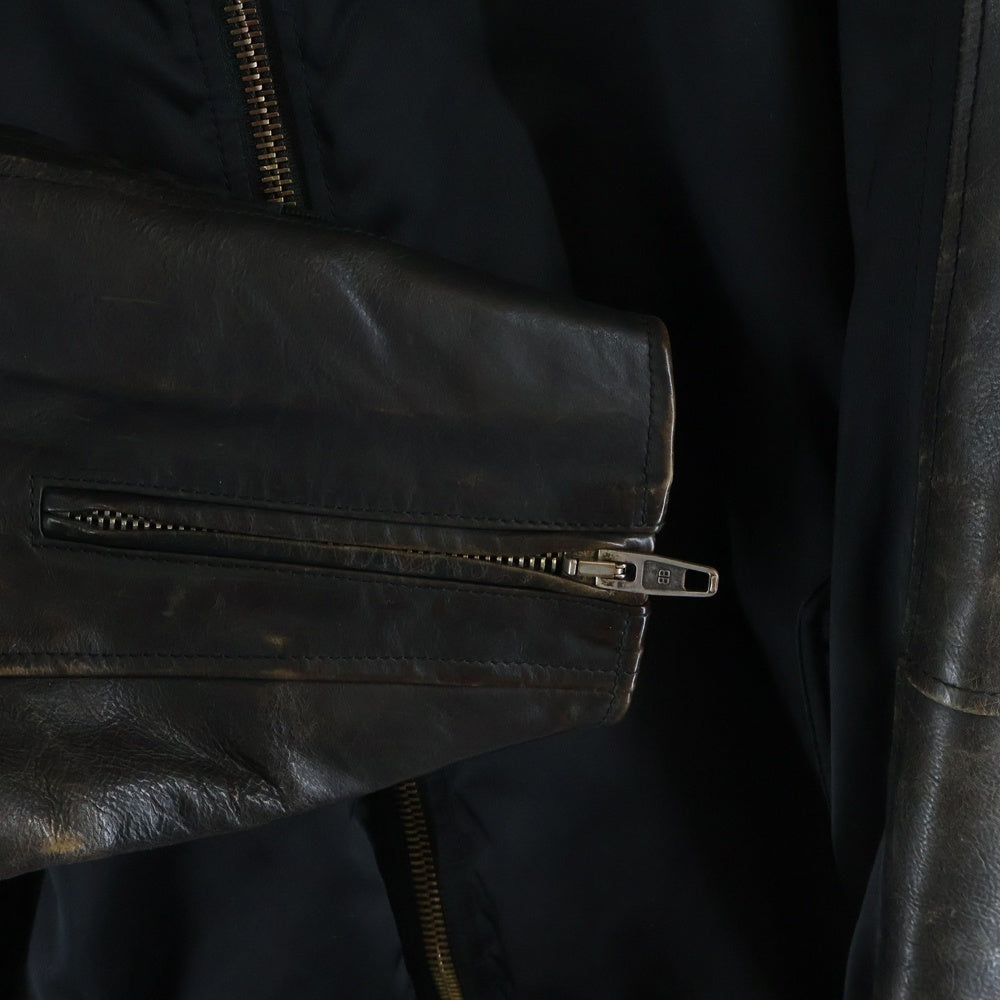 BALENCIAGA(バレンシアガ) 袖レザー切り替えMA-1ナイロンボンバージャケット 515784 TYH91 ブラック