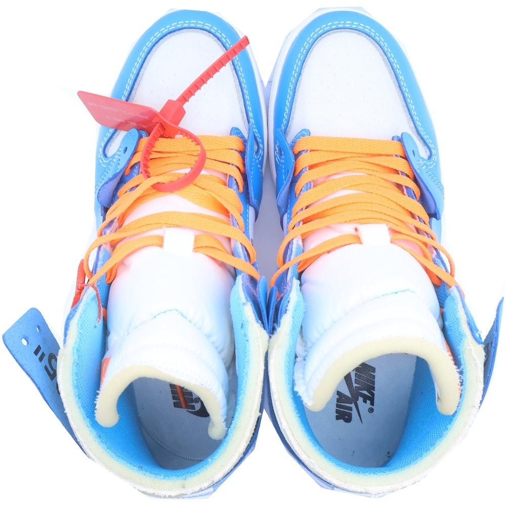 NIKE(ナイキ) ×OFF-WHITE AIR JORDAN 1 POWDER BLUE UNC AQ0818-148 オフホワイト エアジョーダン1 パウダーブルー ハイカットスニーカー US9/27.0cm ホワイト/ブルー