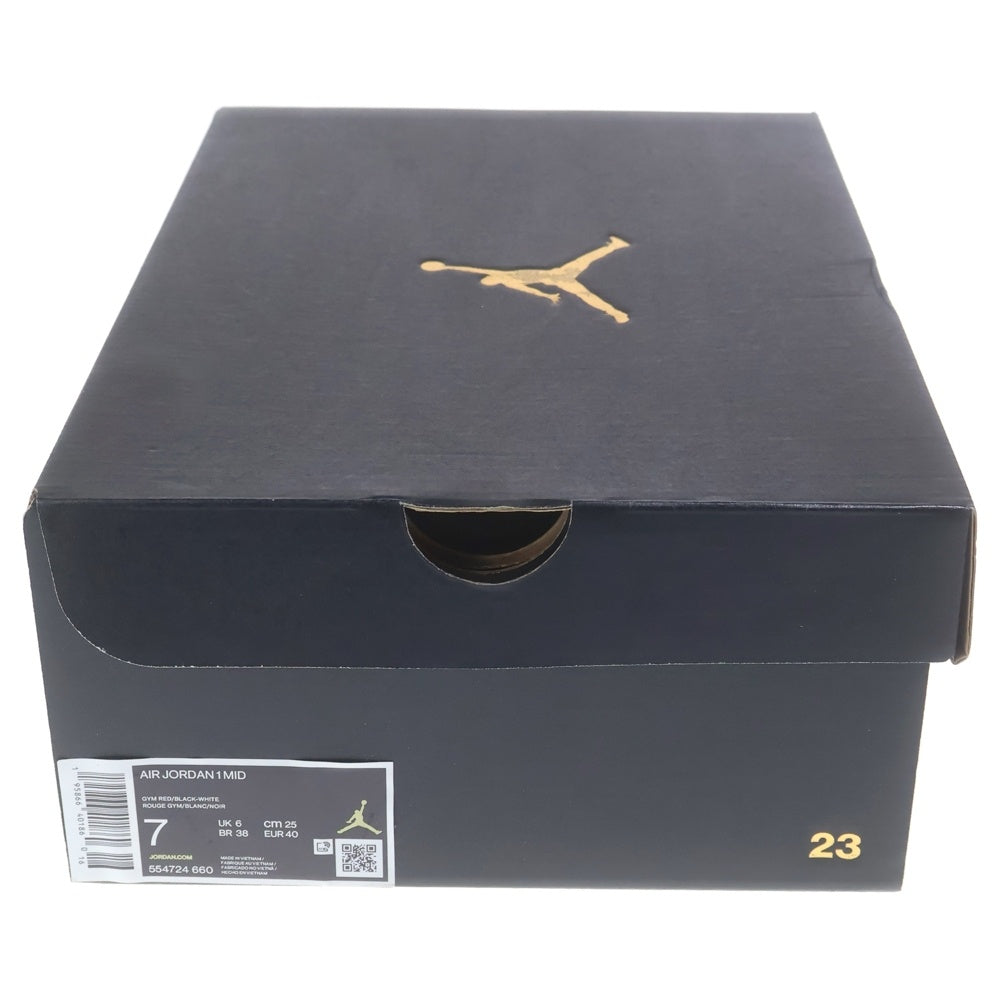 NIKE(ナイキ) AIR JORDAN 1 MID REVERCE BRED 554724-660 エアジョーダン1 ミッド リバースブレッド ミドルカットスニーカー US7/25.0cm ブラック/レッド