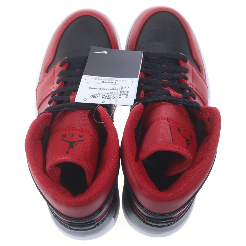 NIKE(ナイキ) AIR JORDAN 1 MID REVERCE BRED 554724-660 エアジョーダン1 ミッド リバースブレッド ミドルカットスニーカー US7/25.0cm ブラック/レッド