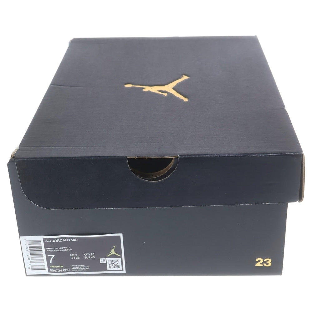 NIKE(ナイキ) AIR JORDAN 1 MID REVERCE BRED 554724-660 エアジョーダン1 ミッド リバースブレッド ミドルカットスニーカー US7/25.0cm ブラック/レッド