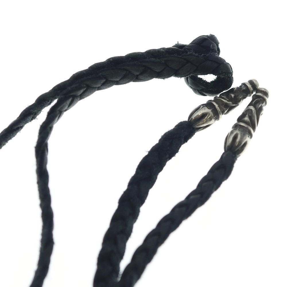 CHROME HEARTS(クロムハーツ) LEATHER BRAID SCROLL ネックレス レザーブレイドネックレス ブラック/シルバー BCA377