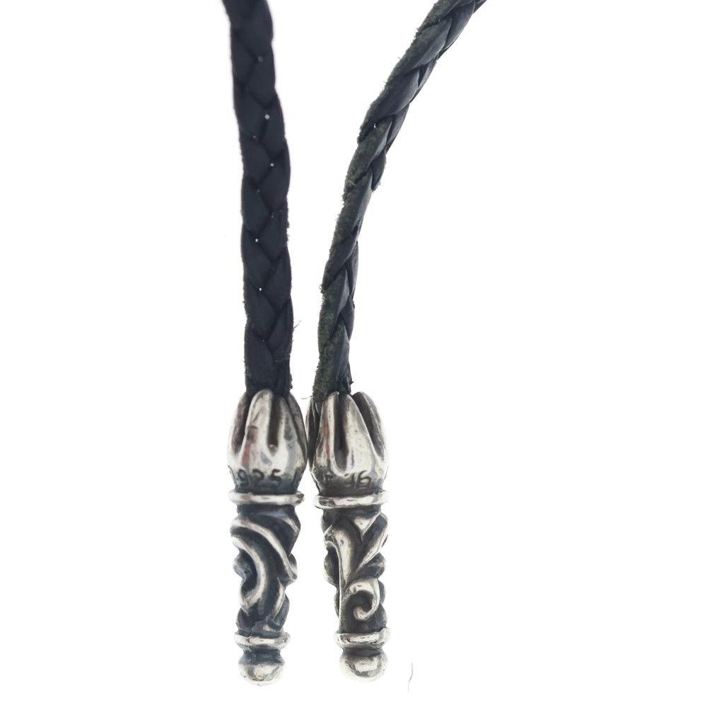 CHROME HEARTS(クロムハーツ) LEATHER BRAID SCROLL ネックレス レザーブレイドネックレス ブラック/シルバー BCA377