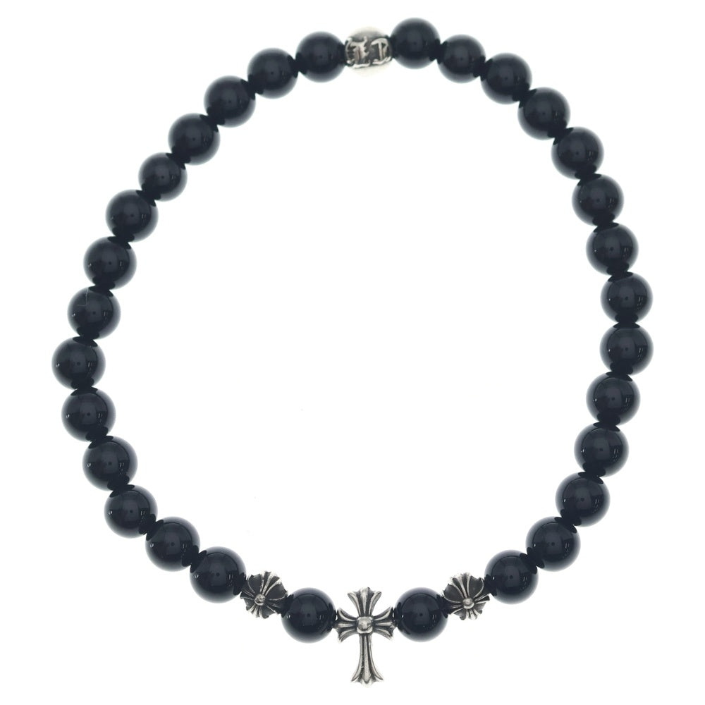 CHROME HEARTS(クロムハーツ) 6mm BEAD 6mmビーズブレス ファットクロス ブラック/シルバー