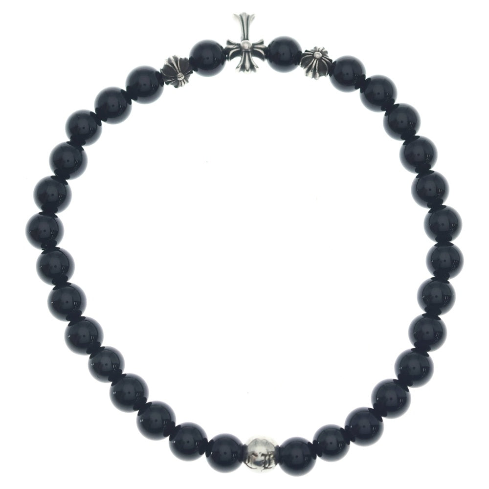 CHROME HEARTS(クロムハーツ) 6mm BEAD 6mmビーズブレス ファットクロス ブラック/シルバー