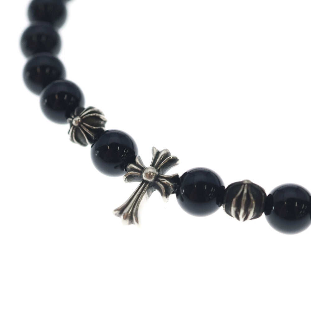 CHROME HEARTS(クロムハーツ) 6mm BEAD 6mmビーズブレス ファットクロス ブラック/シルバー