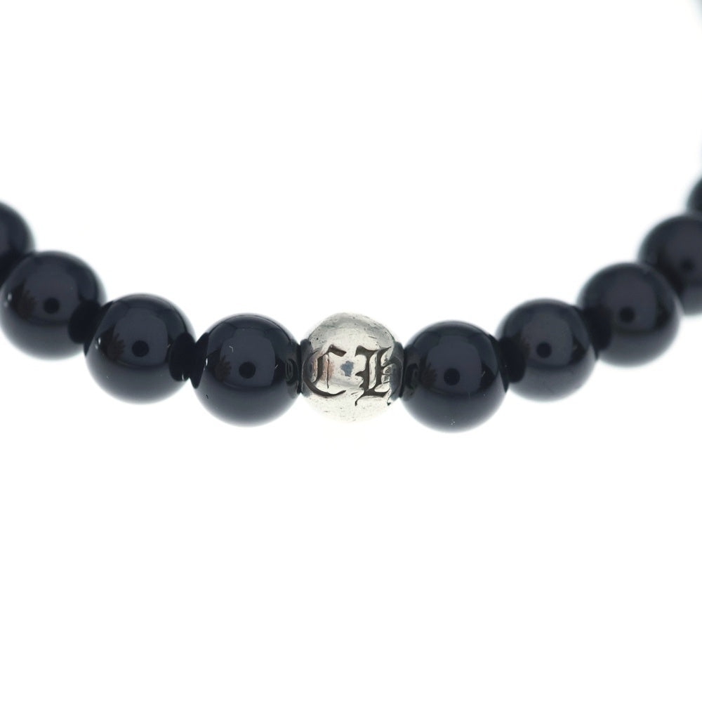 CHROME HEARTS(クロムハーツ) 6mm BEAD 6mmビーズブレス ファットクロス ブラック/シルバー
