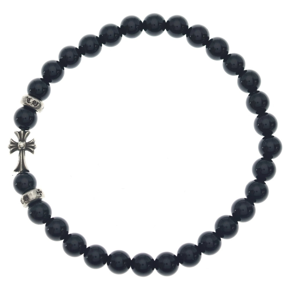 CHROME HEARTS(クロムハーツ) 6mm BEAD 6mmビーズブレス ファットクロス ブラック/シルバー