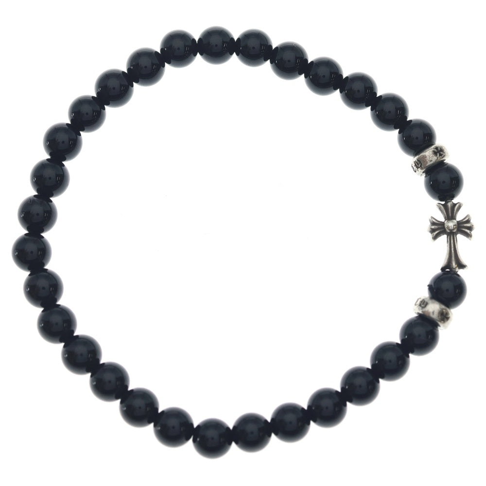 CHROME HEARTS(クロムハーツ) 6mm BEAD 6mmビーズブレス ファットクロス ブラック/シルバー