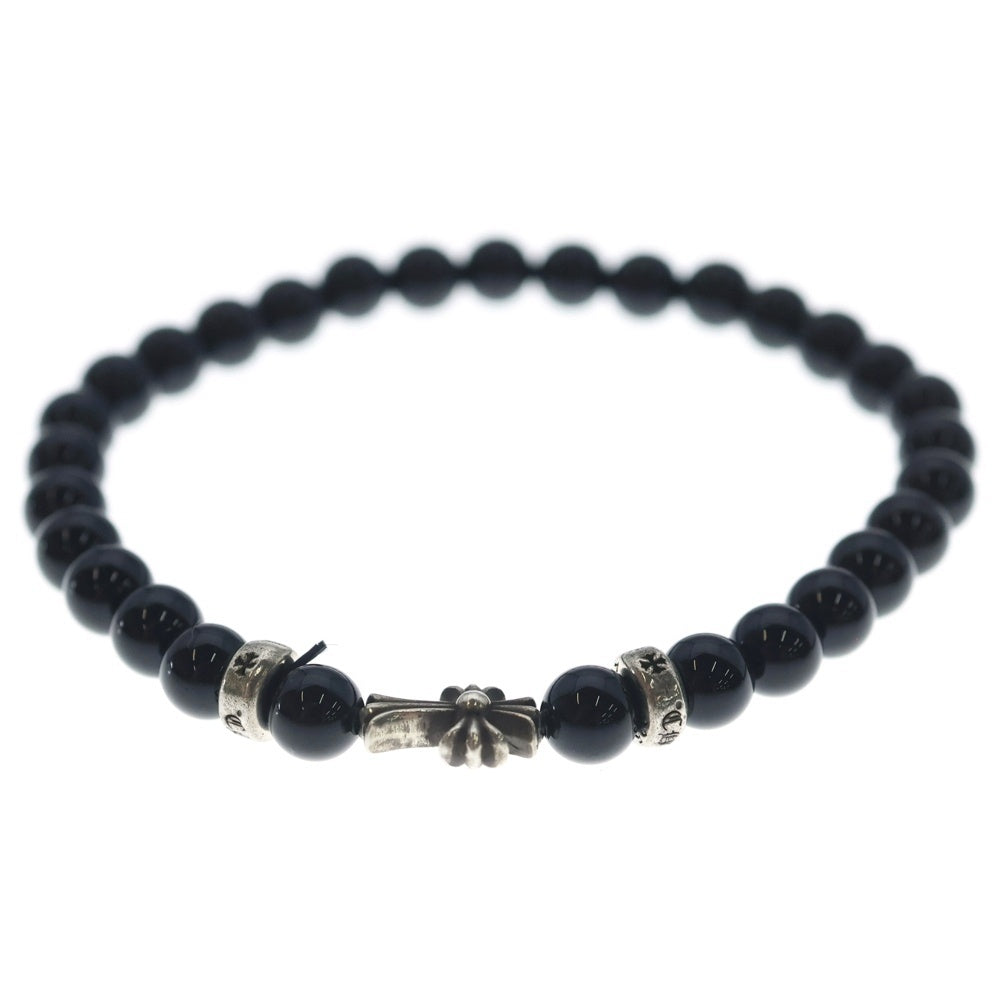 CHROME HEARTS(クロムハーツ) 6mm BEAD 6mmビーズブレス ファットクロス ブラック/シルバー