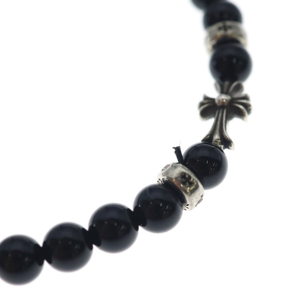 CHROME HEARTS(クロムハーツ) 6mm BEAD 6mmビーズブレス ファットクロス ブラック/シルバー